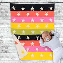 Load image into Gallery viewer, Knit Baby Blanket | Stripes and Stars - My Other Child / Blooms n' Rooms