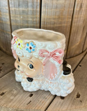 Load image into Gallery viewer, Vintage Large Pottery Lamb Head Planter- Whte