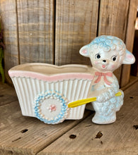Load image into Gallery viewer, Vintage Small Pottery Lamb Planter- with cart