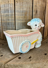 Load image into Gallery viewer, Vintage Small Pottery Lamb Planter- with cart