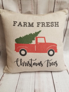 Christmas Pillow - Farm little red truck - My Other Child / Blooms n' Rooms