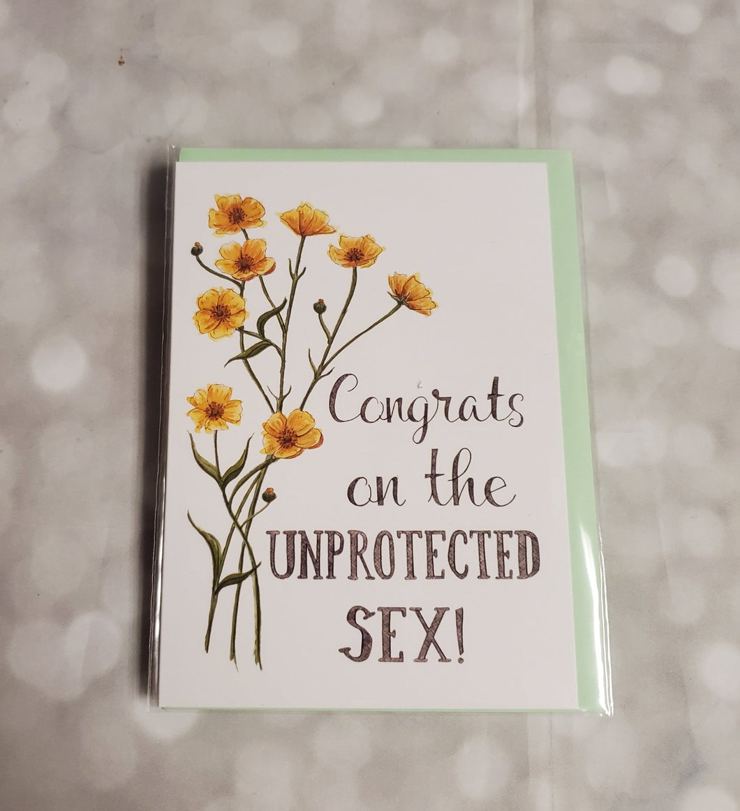 Congrats on the unprotected sex | Greeting Card - My Other Child / Blooms n' Rooms