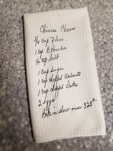 Custom keepsake recipe kitchen towels - My Other Child / Blooms n' Rooms