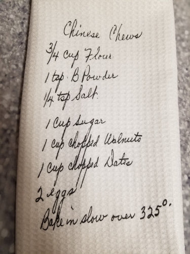 Custom keepsake recipe kitchen towels - My Other Child / Blooms n' Rooms