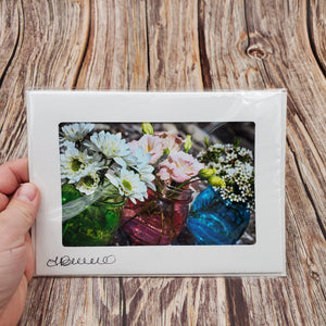 Cut flowers in Colourful vases | Blank Photo Card - My Other Child / Blooms n' Rooms