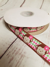Load image into Gallery viewer, Cute Monkey Ribbon, grosgrain ribbon, hair bows, crafting - My Other Child / Blooms n&#39; Rooms