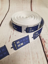 Load image into Gallery viewer, Dr. Who, Tardis, Grosgrain ribbon, hair bows, crafting - My Other Child / Blooms n&#39; Rooms