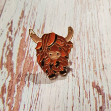 Load image into Gallery viewer, Enamel Pin - Cute Longhorned Cow - My Other Child / Blooms n&#39; Rooms