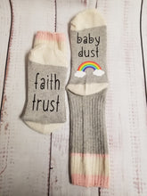Load image into Gallery viewer, Faith trust baby dust rainbow, Lucky Socks, Rainbow Baby, fertility socks - My Other Child / Blooms n&#39; Rooms