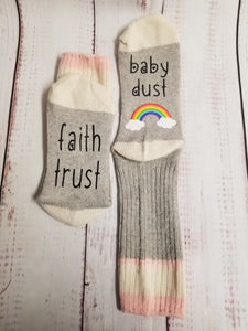 Faith trust baby dust rainbow, Lucky Socks, Rainbow Baby, fertility socks - My Other Child / Blooms n' Rooms