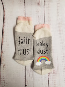 Faith trust baby dust rainbow, Lucky Socks, Rainbow Baby, fertility socks - My Other Child / Blooms n' Rooms