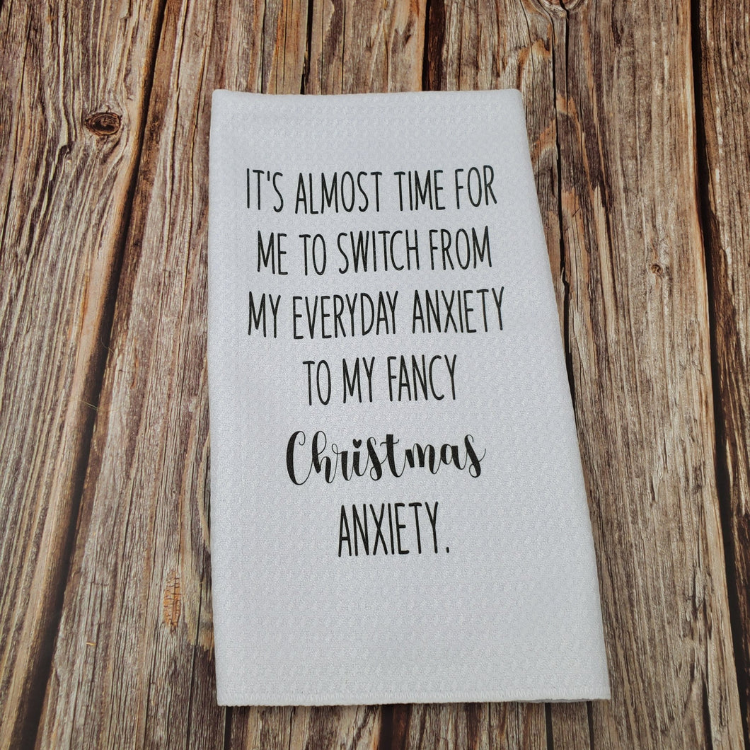 Fancy Christmas Anxiety | Funny teatowel, kitchen towel, punny - My Other Child / Blooms n' Rooms
