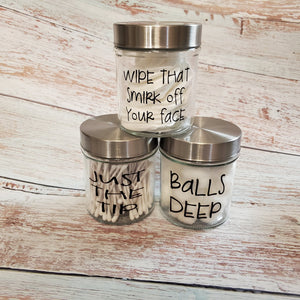 Funny Bathroom Jars set of 3 - My Other Child / Blooms n' Rooms