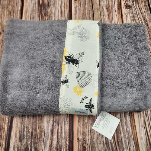 Grey Hooded towel for Infant to Child | Bees and Flowers - My Other Child / Blooms n' Rooms