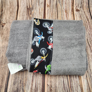 Grey Hooded towel for Infant to Child | Dirtbikes - My Other Child / Blooms n' Rooms