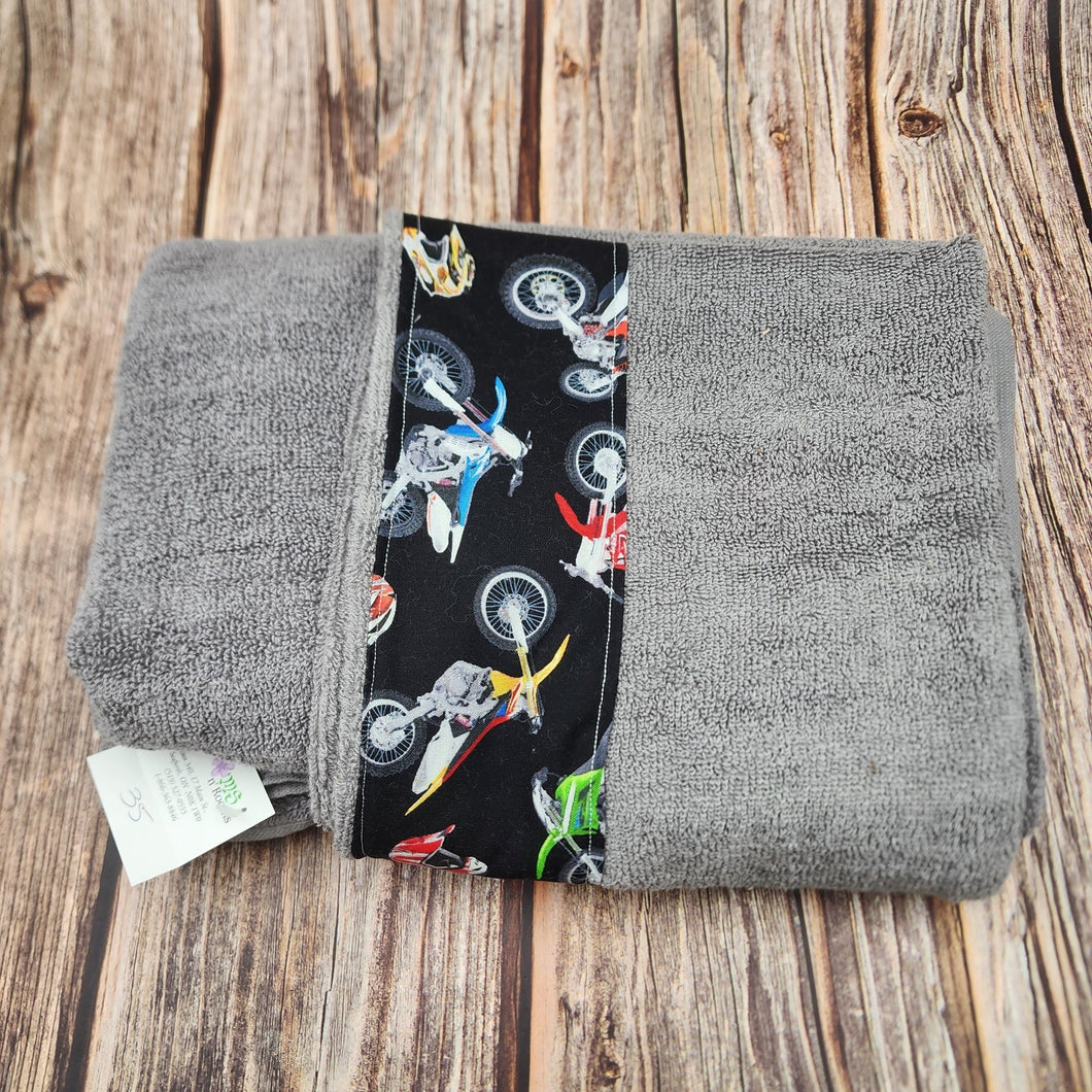 Grey Hooded towel for Infant to Child | Dirtbikes - My Other Child / Blooms n' Rooms