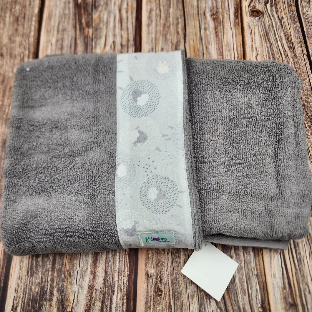 Grey Hooded towel for Infant to Child | Lambs - My Other Child / Blooms n' Rooms