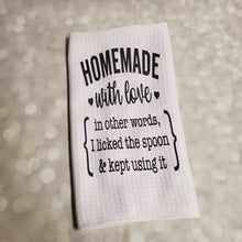 Load image into Gallery viewer, Home made aka Licked the Spoon | Funny teatowel, kitchen towel, punny - My Other Child / Blooms n&#39; Rooms