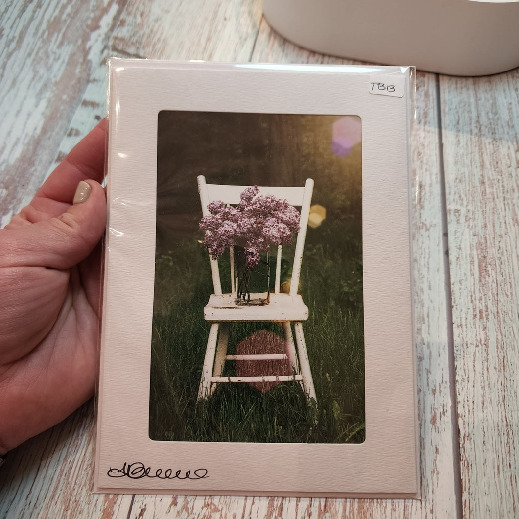 Lilacs on Chair | Blank Photo Card - My Other Child / Blooms n' Rooms