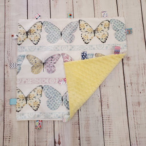 Mini Taggy Blanket | Butterflies / Soft Yellow Minky - My Other Child / Blooms n' Rooms