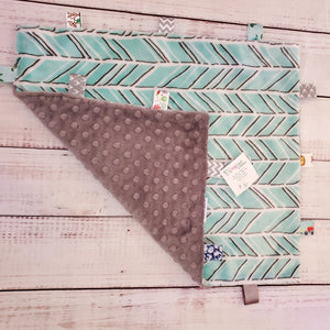 Mini Taggy Blanket | Teal Chevron / Grey Minky - My Other Child / Blooms n' Rooms