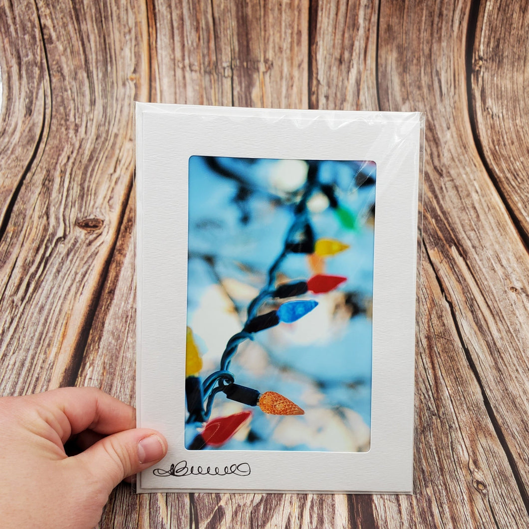 Multicoloured Christmas Lights | Blank Photo Card - My Other Child / Blooms n' Rooms