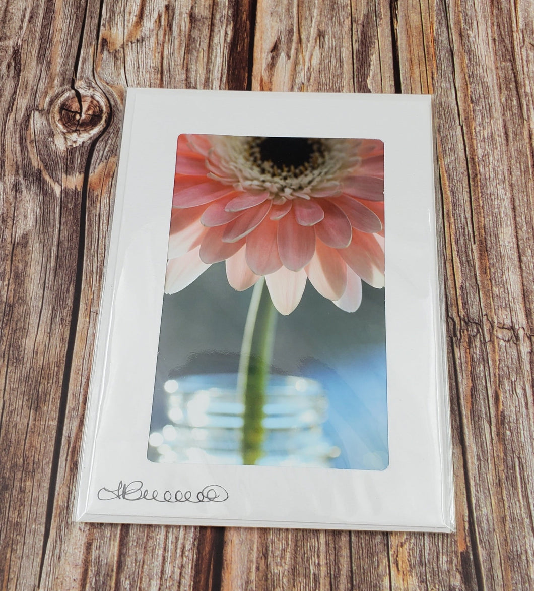 Pink Gerbera Daisy Vase | Blank Photo Card - My Other Child / Blooms n' Rooms