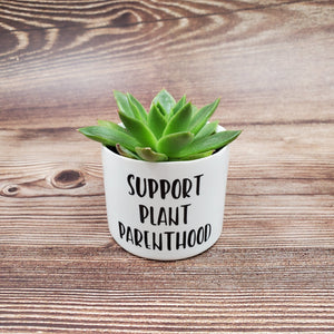 Plant Parent Set of 4 Punny plant pots PLANTS NOT INCLUDED Ceramic pots with cheerful funny sayings on them - My Other Child / Blooms n' Rooms