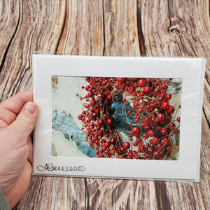 Red Berry Wreath | Blank Photo Card - My Other Child / Blooms n' Rooms
