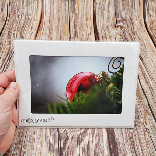 Red Christmas Ball | Blank Photo Card - My Other Child / Blooms n' Rooms