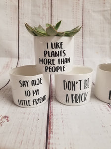 Set of 9 Punny plant pots PLANTS NOT INCLUDED Ceramic pots with cheerful funny sayings on them - My Other Child / Blooms n' Rooms