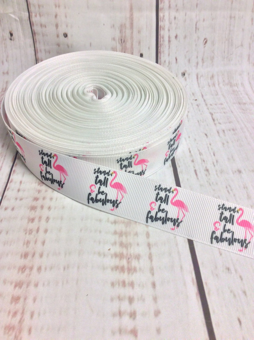 Stand tall and be fabulous Flamingo, Grosgrain ribbon - My Other Child / Blooms n' Rooms