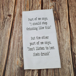 Stop Drinking like this | Funny teatowel, kitchen towel, punny - My Other Child / Blooms n' Rooms