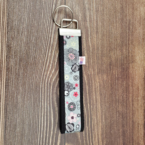 Wrist Keychain | Grey Floral - My Other Child / Blooms n' Rooms