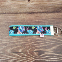 Load image into Gallery viewer, Wrist Keychain | Multicolour Succulents on Black ribbon - My Other Child / Blooms n&#39; Rooms