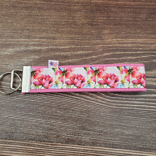 Wrist Keychain | Pink Flowers - My Other Child / Blooms n' Rooms