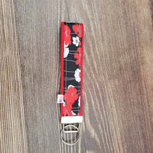Load image into Gallery viewer, Wrist Keychain | Red and black Floral - My Other Child / Blooms n&#39; Rooms