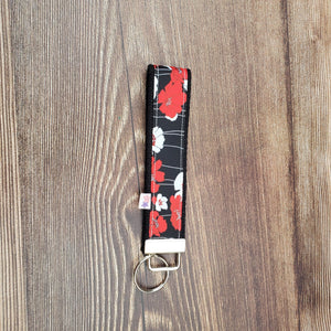 Wrist Keychain | Red and black Floral - My Other Child / Blooms n' Rooms