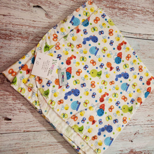 XL Flannel Receiving Blanket | Swaddle Blanket | Caterpillars - My Other Child / Blooms n' Rooms